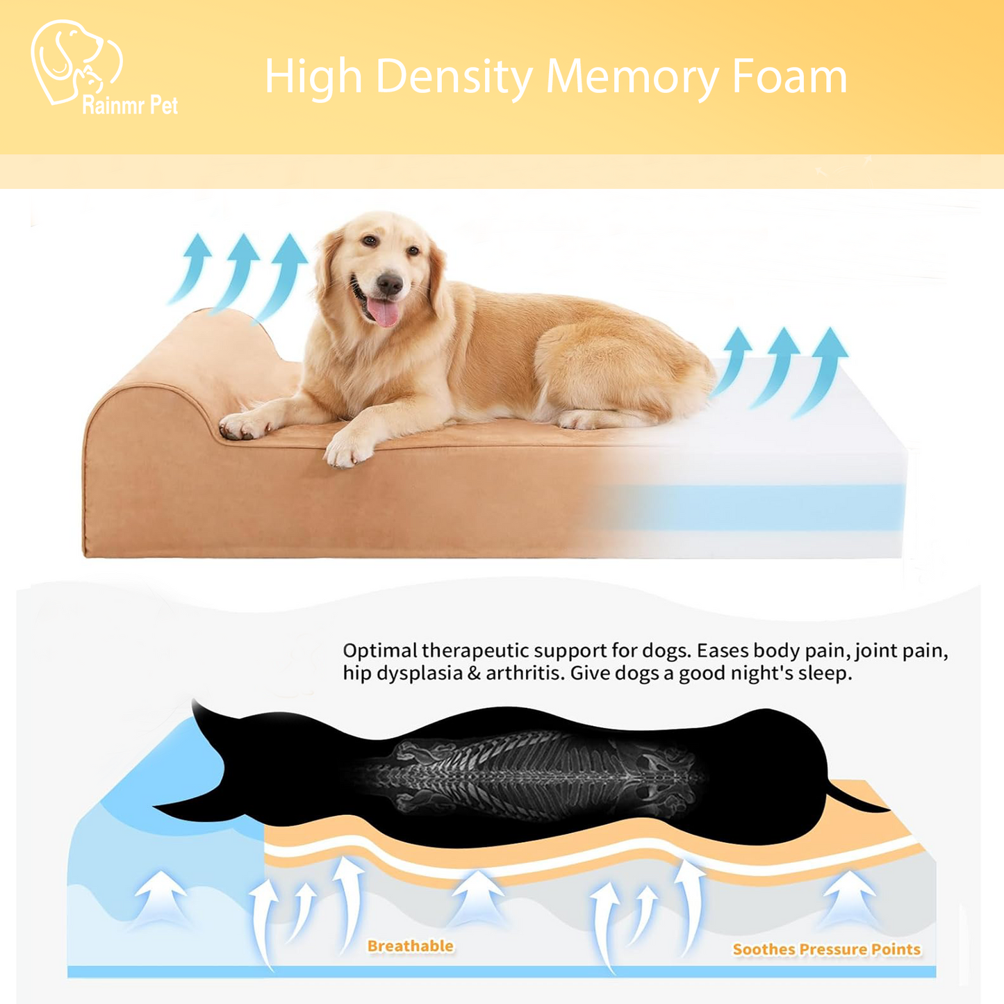 7 inch Orthopedic Dog Bed for Large Dog —— Khaki