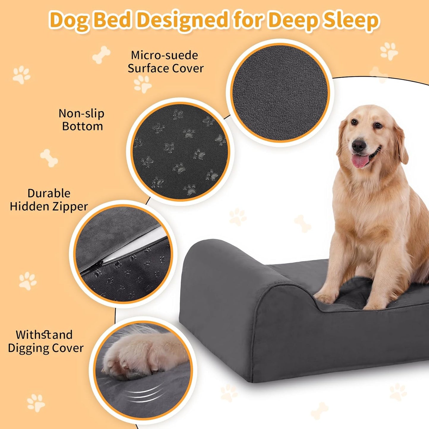 7 inch Orthopedic Dog Bed for Large Dogs —— Gray