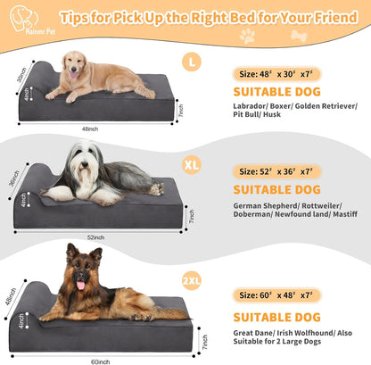 7 inch Orthopedic Dog Bed for Large Dogs —— Gray