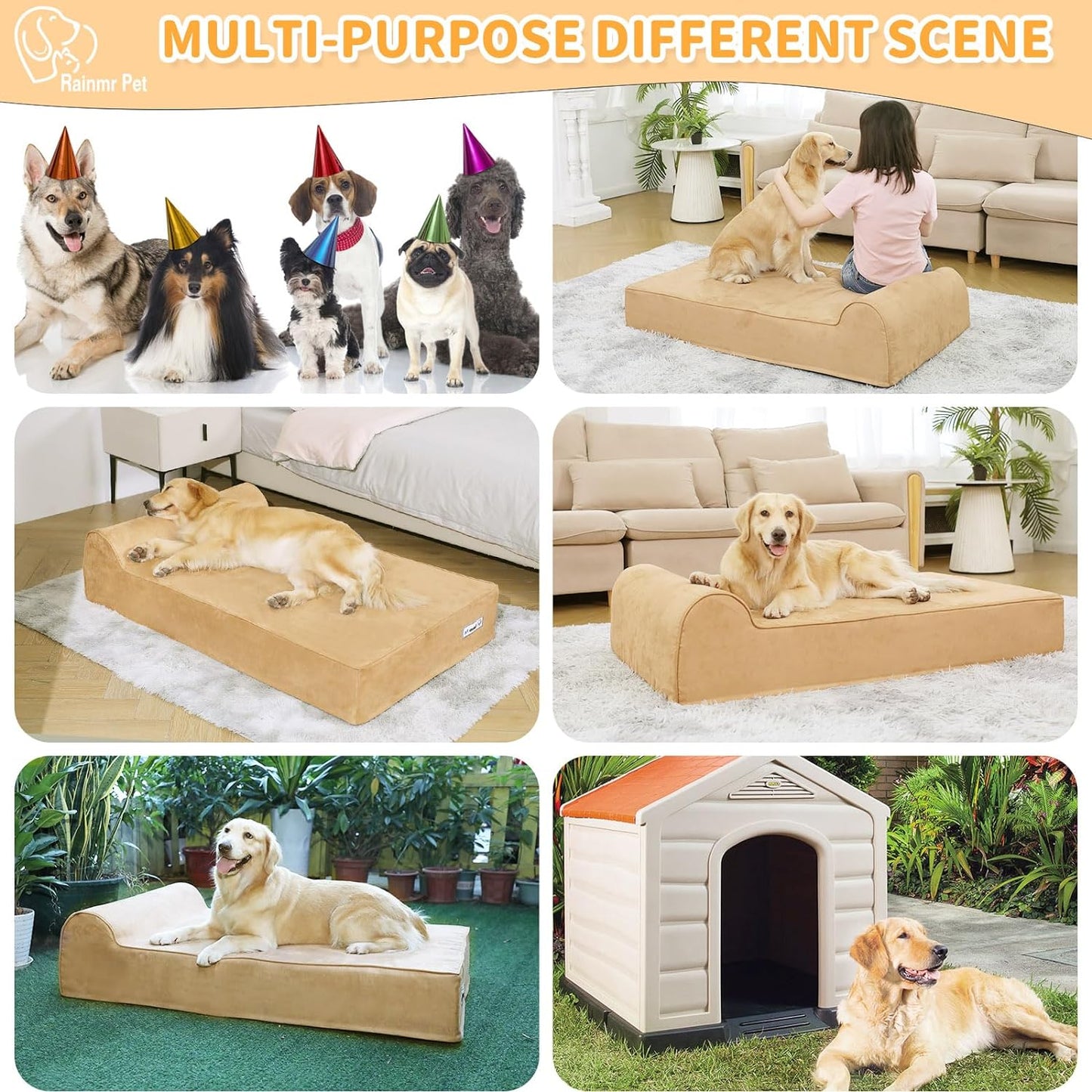 7 inch Orthopedic Dog Bed for Large Dog —— Khaki